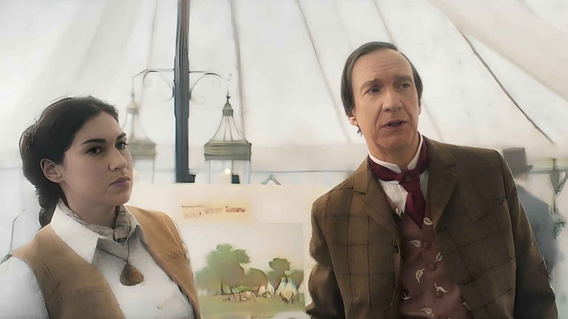 An image of Sherlock Holmes and Lucia Rojas from Sherlock & Daughter season 1 episode 6 (Image via The CW)